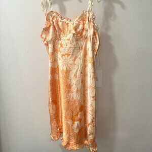 NEW w/ TAGS! - Free People, Size Medium, Silk Orange Tie Strap Mini Slip Dress